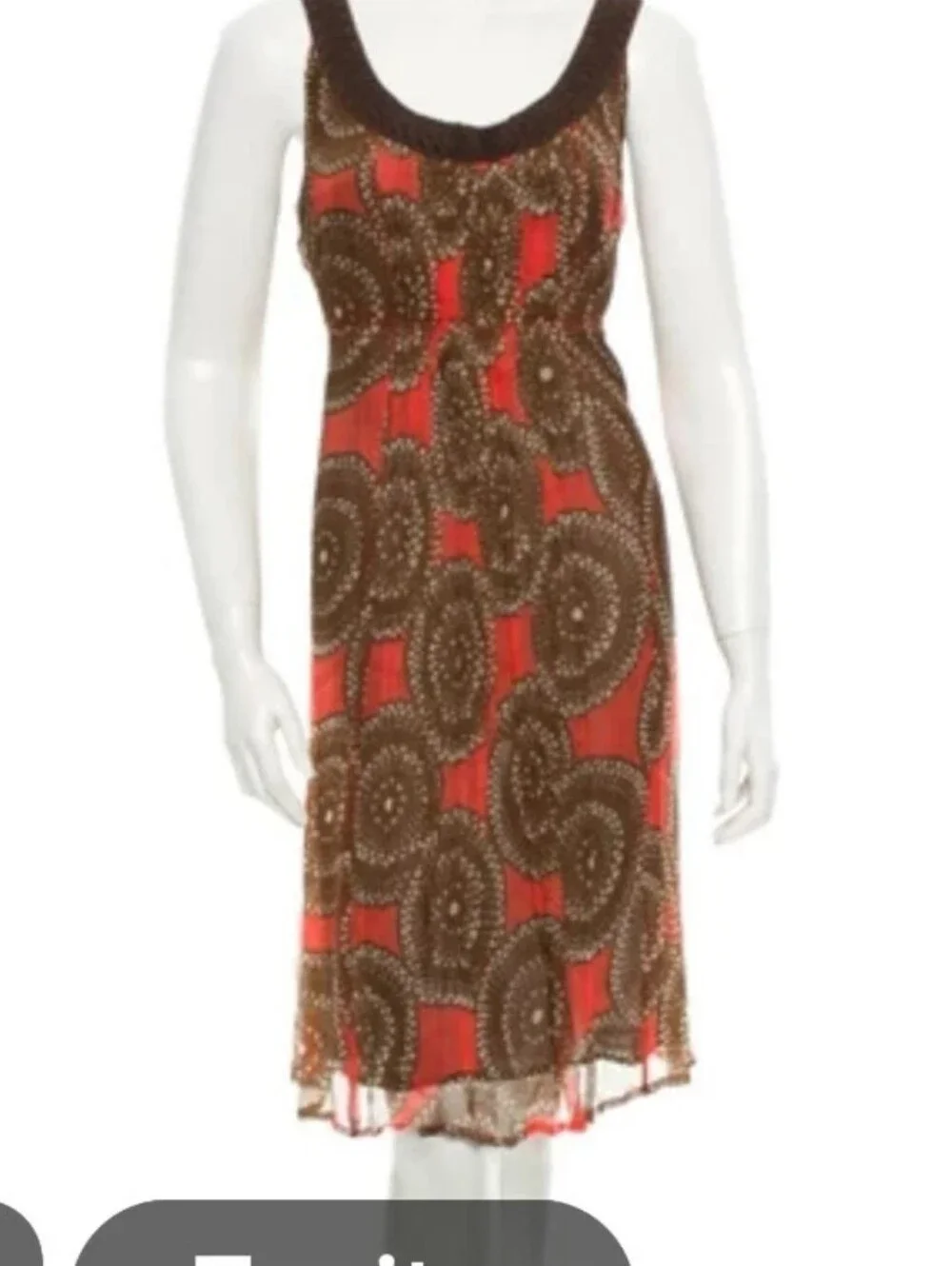 Tory Burch Red and Brown Printed Midi Dress size 10